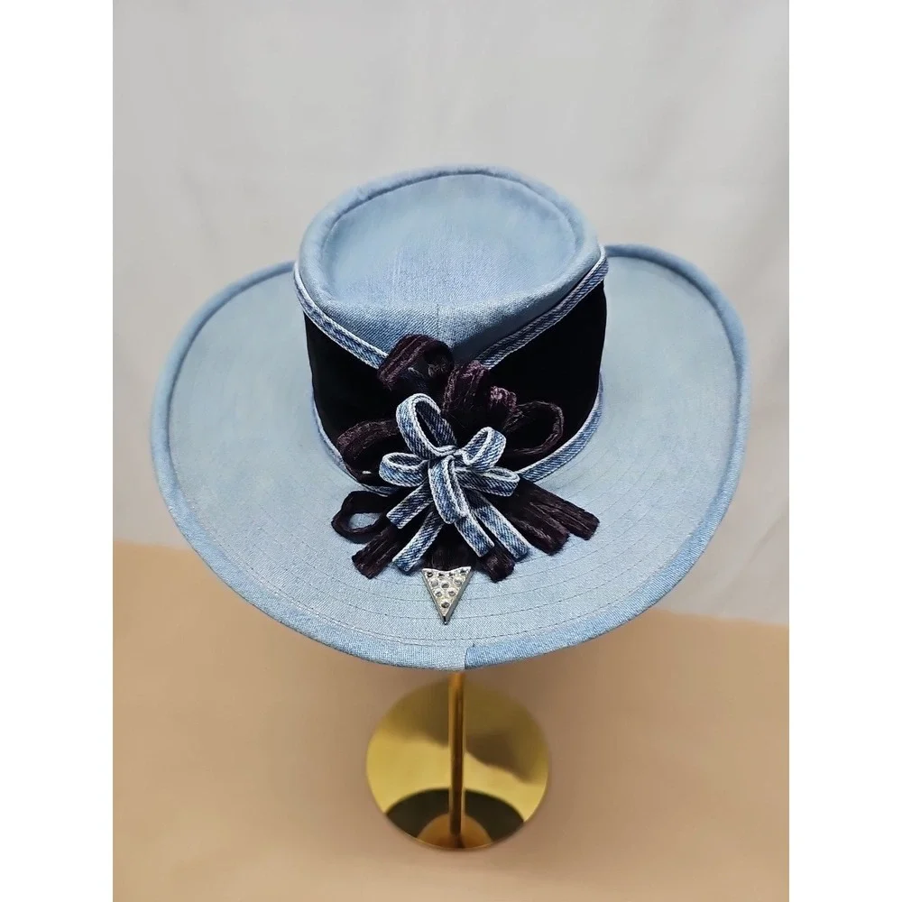 Simply Barbara Women Blue Cowboy Western Cotton Blend Usa Beyonce Outdoor Hat |M